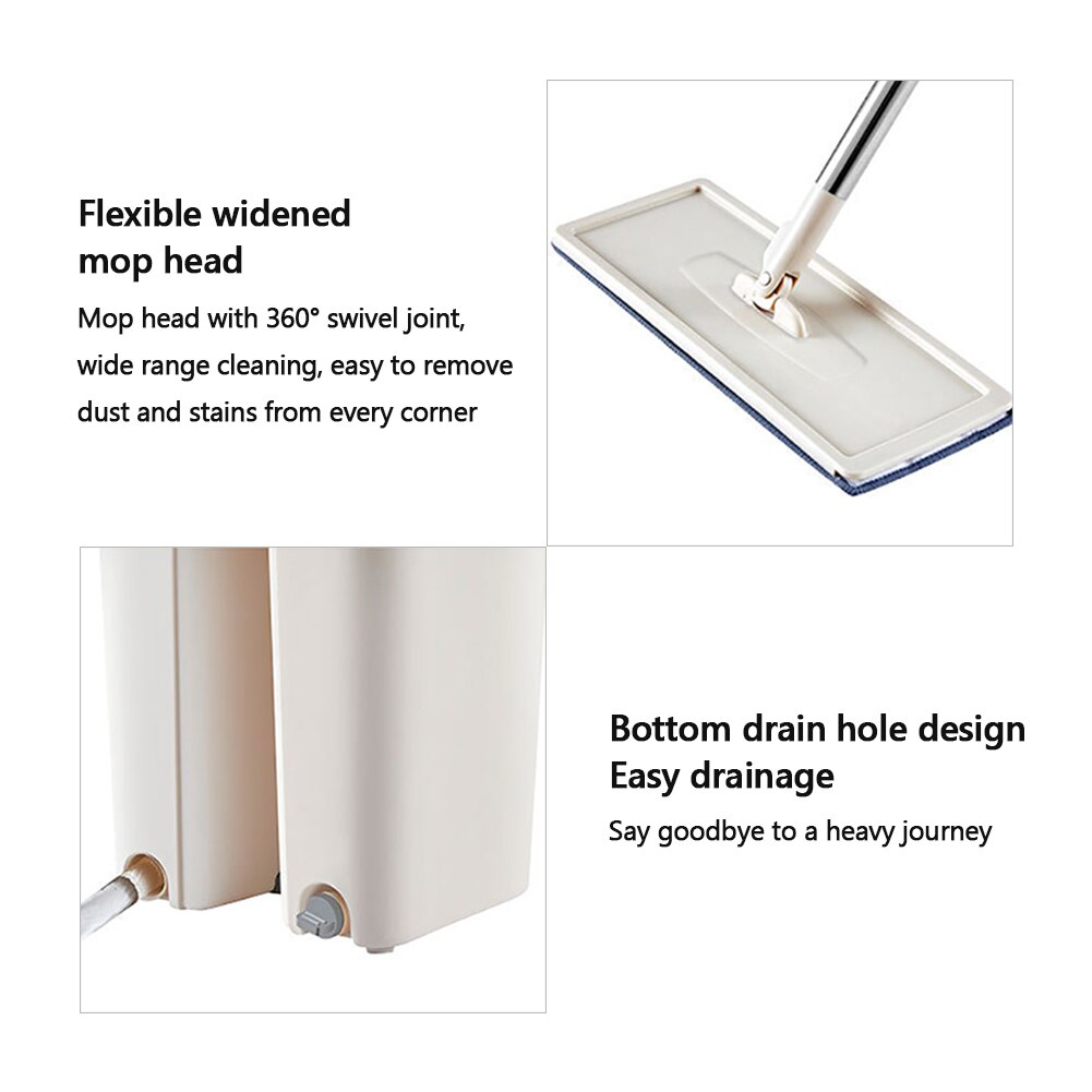 Floor Mop Set Automatic Mop Flat Buckets Avoid Hand Washing Set With Microfiber Pads Wash Cleaning System Floor Squeeze Magic