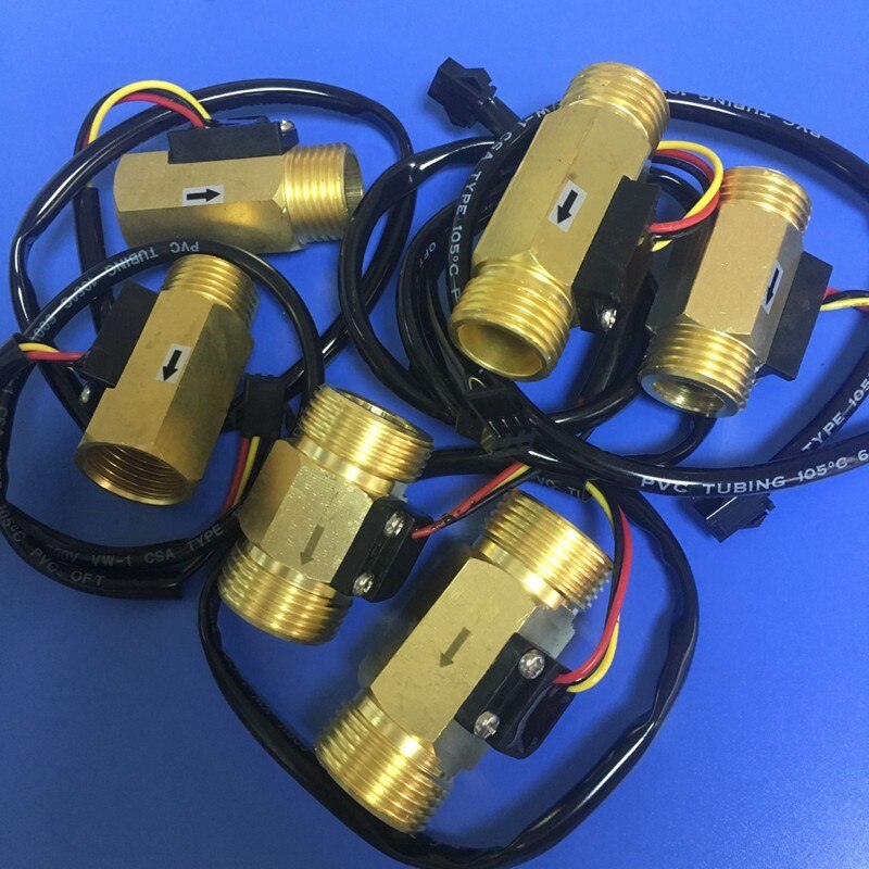 Flow display water flow sensor switch Hall element induction pulse signal switch all copper
