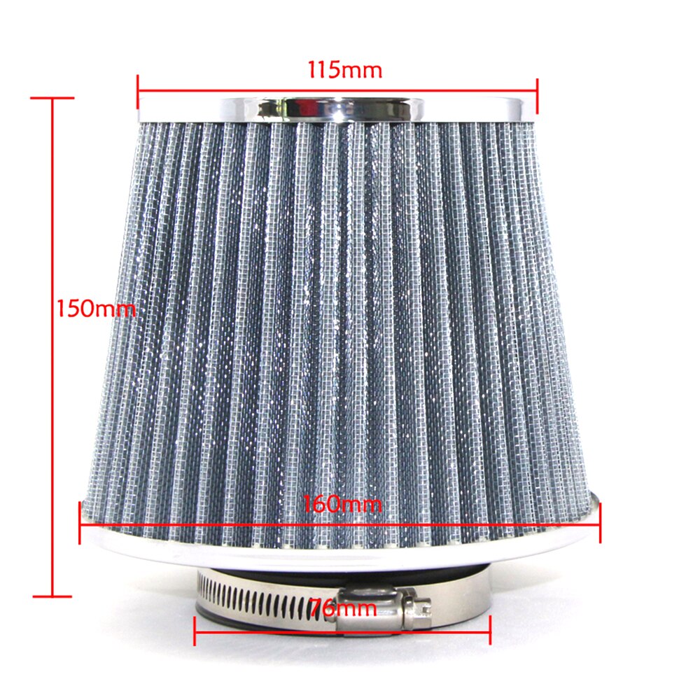 Universal 76mm filter cold air intake air filter cone air intake filter 3'' car breather air intake cleanser filter