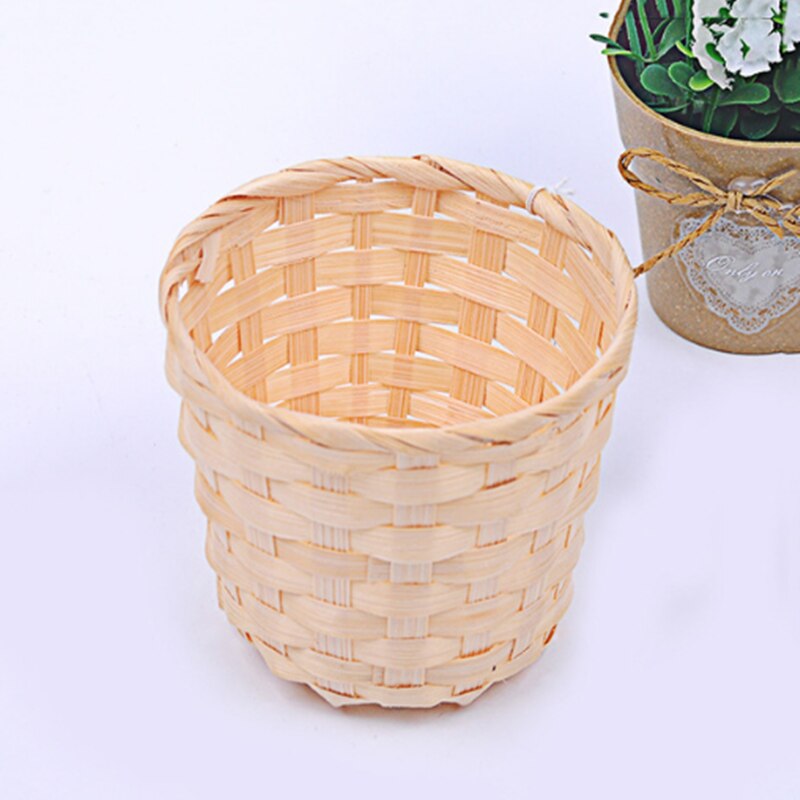 Bamboo Basket Desktop Debris Storage Toy Storage Woven Flower Basket Bamboo Wood Woven Basket Two Sizes Optional