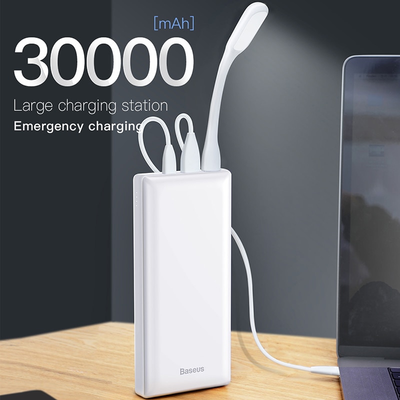 Baseus-Banco de energía de 30000 mAh, cargador de batería externo portátil, USB C, 30000 mah, carga rápida para Xiaomi Mi, iPhone, Samsung
