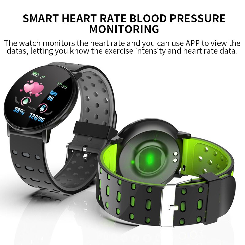 Bracelet connecté de Sport 119Plus pour hommes et femmes, avec moniteur de fréquence cardiaque, de pression artérielle et d'oxygène, étanche,