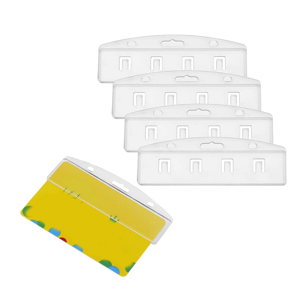 Slim Heavy Duty Frosted Rigid Polycarbonate Plastic ID Badge Holders Vertical / Horizontal Half Card Badge Holder Swipe ID Cards