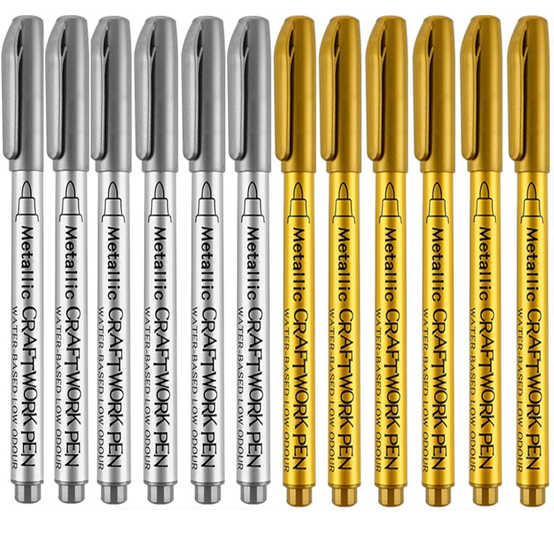 12 Kleuren Metallic Marker Pen Hars Tekenpen Acrylverf Diy Highlights Permanente Marker Diy Card Art Benodigdheden Briefpapier: Oranje