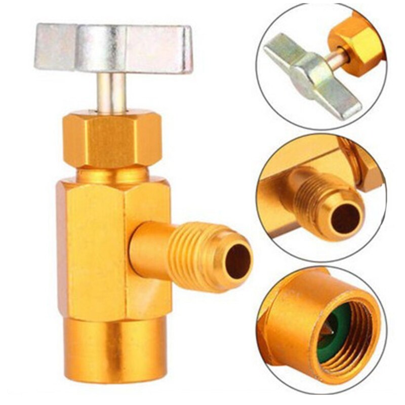 R134A Can Tap Valve Refrigerant Dispenser Tool with Tank Adapter for 1/2 inch AC Freon Charging Hose