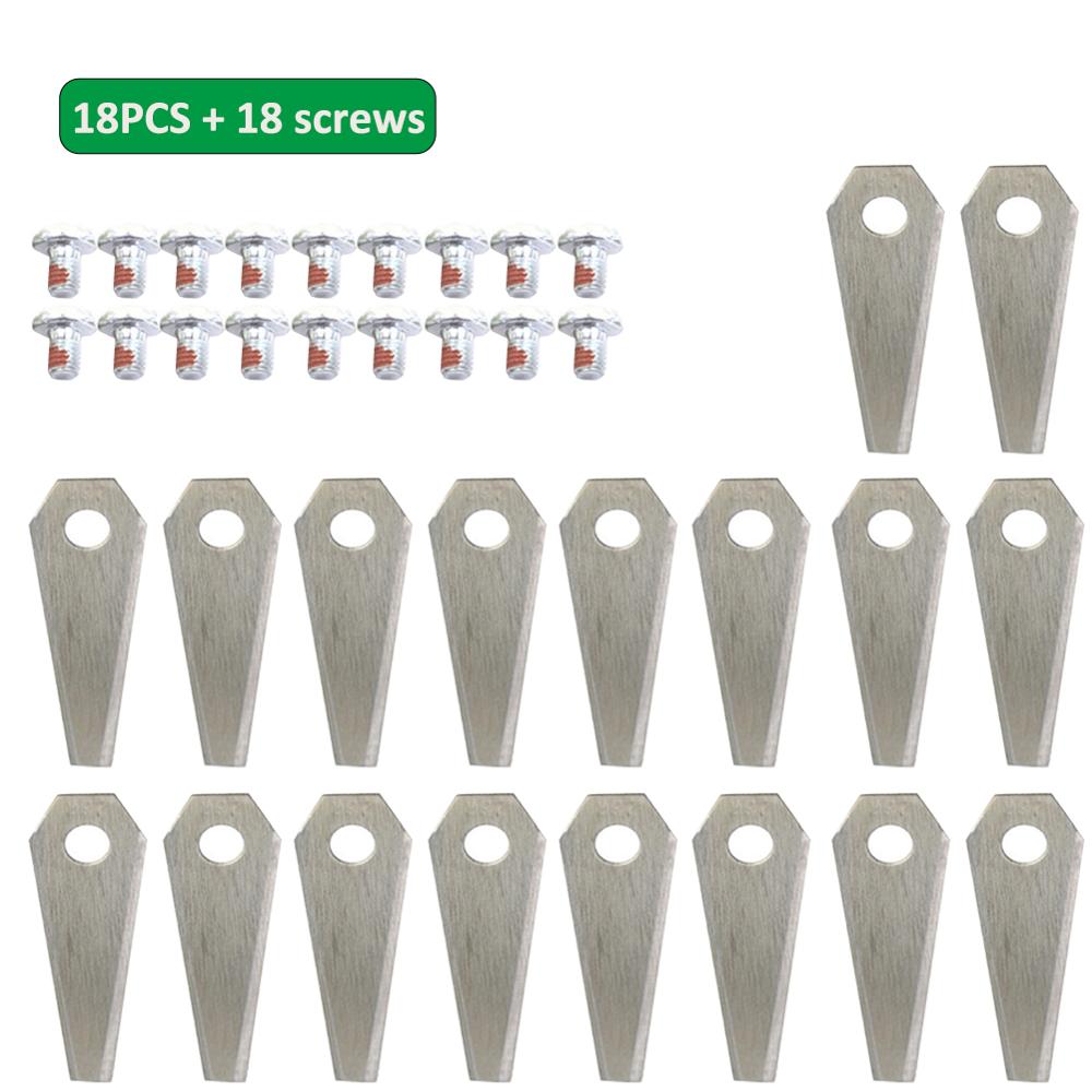 18PCS lawn Robot Blade Lawn Mower Blade Steel 1mm Automower Lawn Mower Blade Sharpener Set for Bosch Indego: Silver