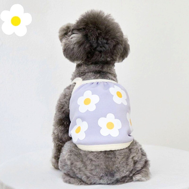 Sommer blomst print tøj til hund skjorte tegneserie hunde tøj t-shirt vest til lille mellemstor hvalp yorkshire shih tzu udendørs