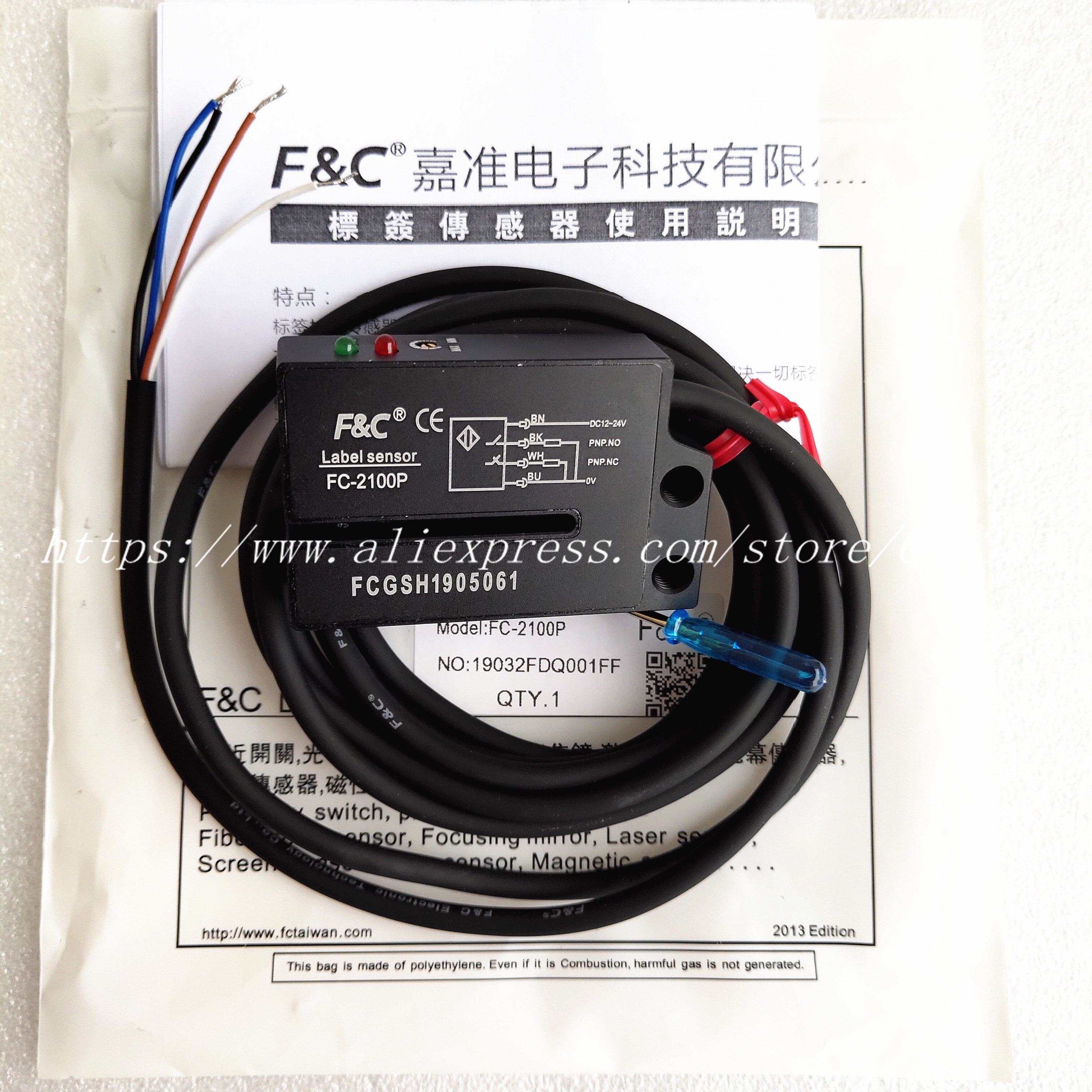 FC-2100 FC-2100P F&C Original Lable Sensor 4 wires NO NC Electric Label Detector Photo Sensor