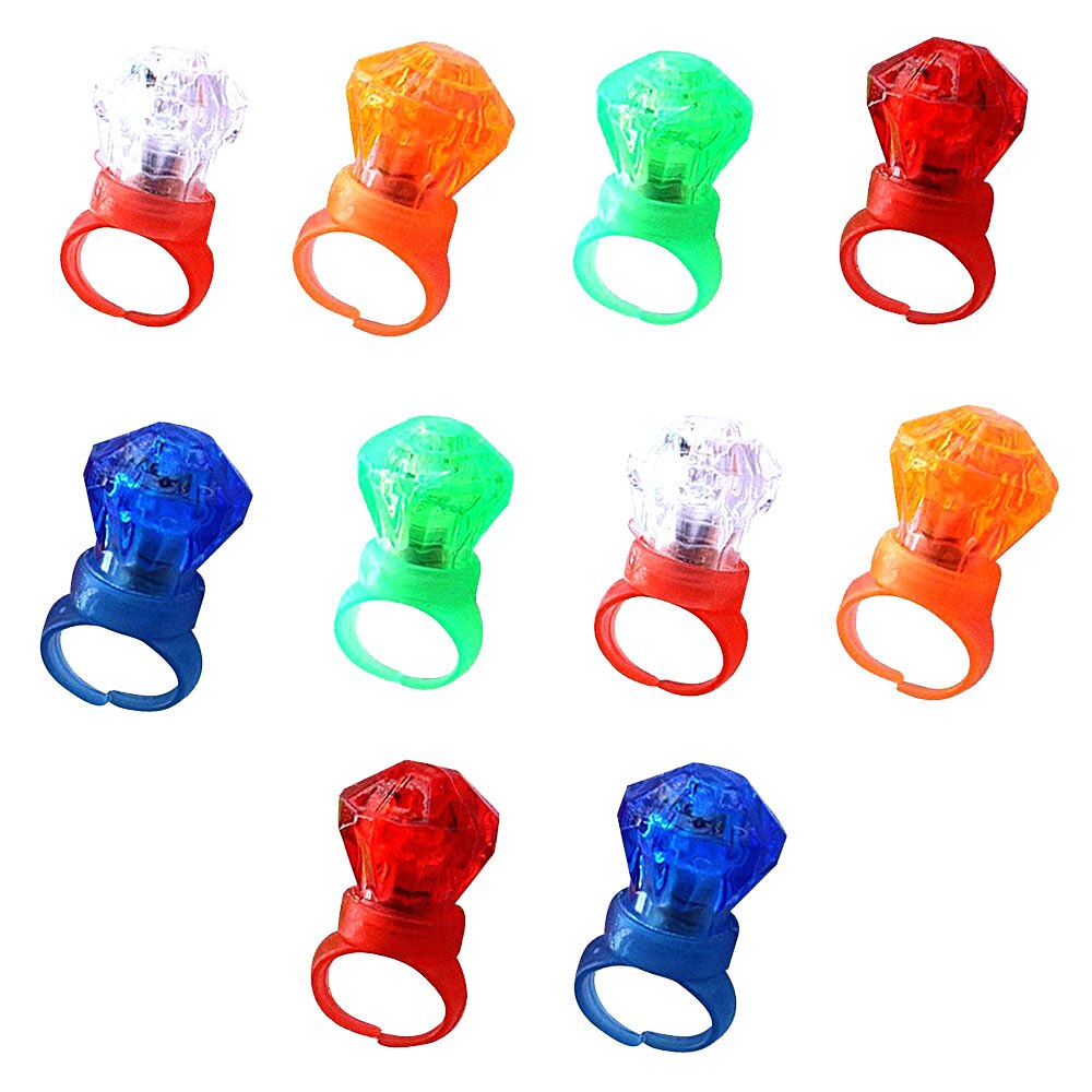 10x farverige ring lampe fest dekoration finger lys fest ring unik dekoration: Default Title