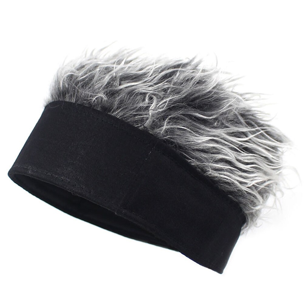 Men Women Beanie Wig Hat Fun Short Hair Caps Breathable Soft for Party Outdoor H9: gray black