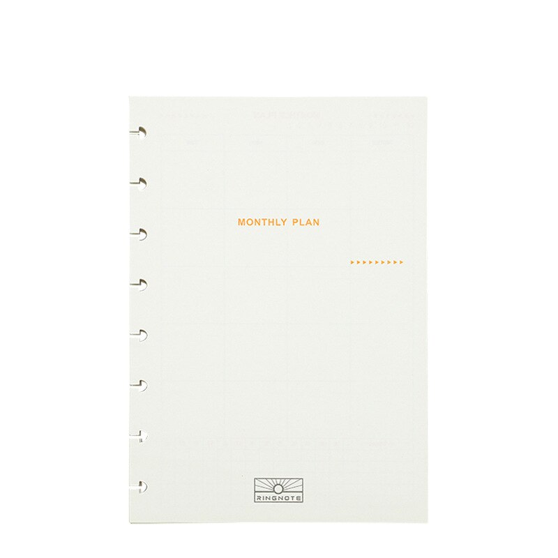 A5 Inner Page Blank/Horizontal Line/Dot Matrix/Dotted Grid Mushroom Hole Notepad Inside Page Refill Notebook Inner Refill: Monthly Plan