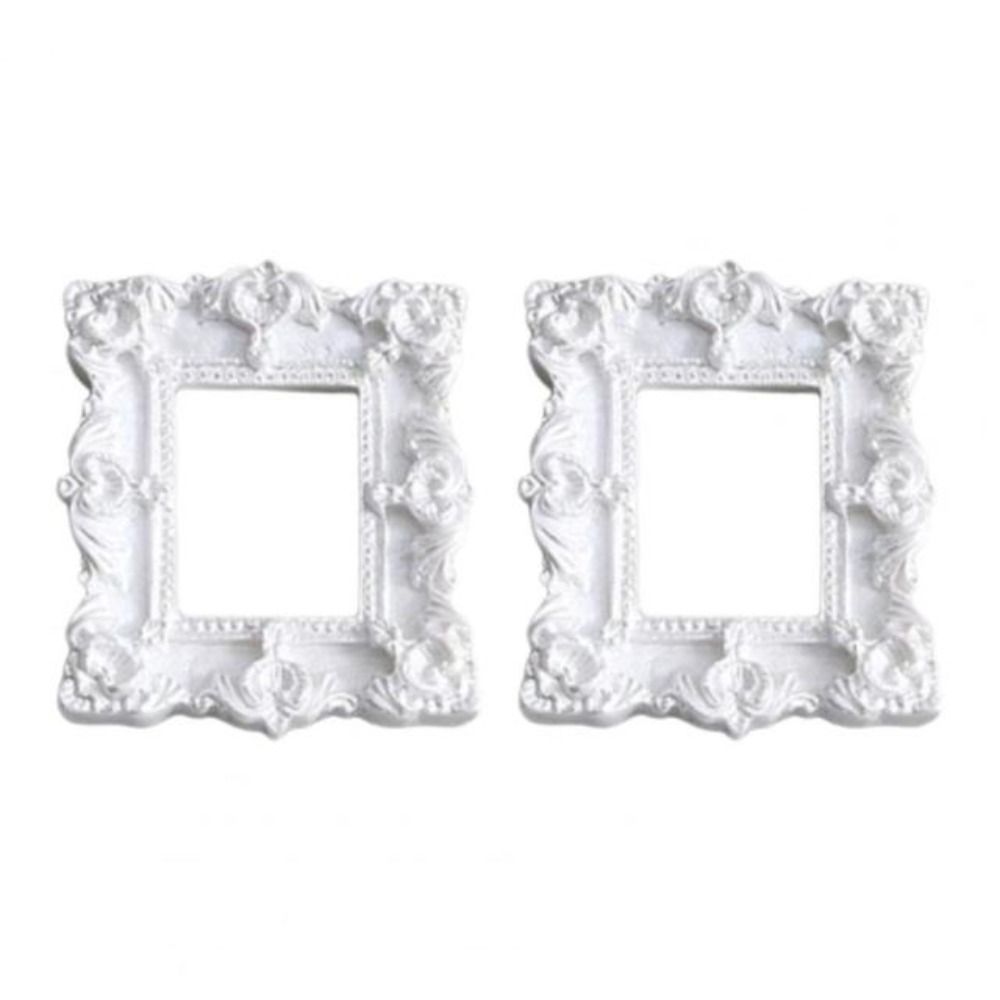 Nice-looking Mini Picture Frame Resin Fine Workmanship Small Size Miniature Photo Frames for: WHITE