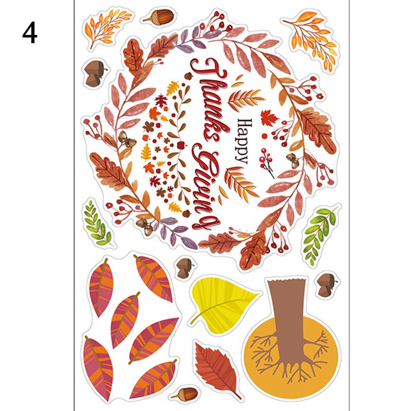 Window Wall Sticker DIY Home Decor Double Side Printing No Glue Autumn Maple Leaves Wall Art PVC Sticker Decals for Glass Door: 4