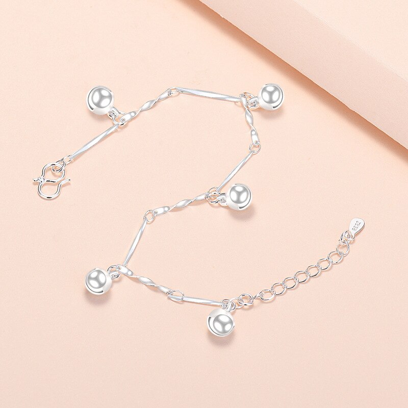 Süßes glöckchenarmband aus sterlingsilber mit 925 schmuckanhängern, verstellbar, für damen
