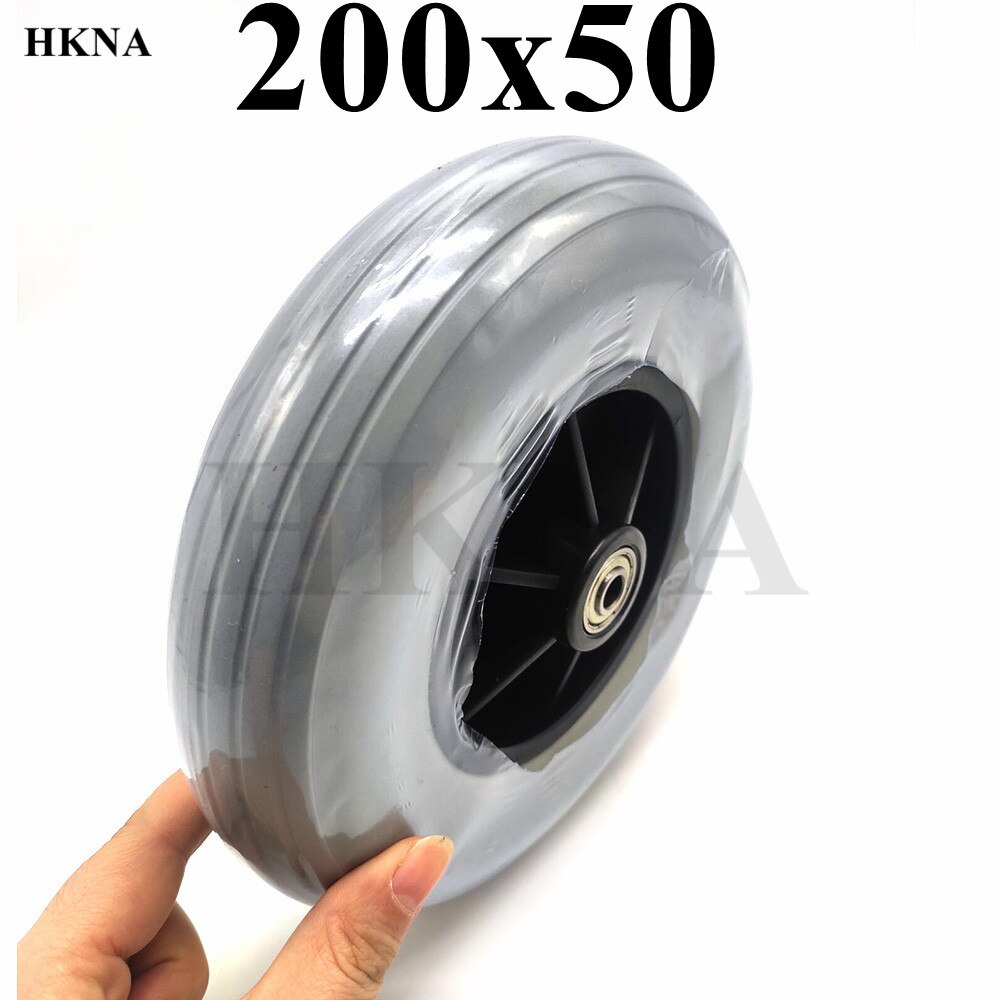 Pneu roue avant en PU solide 200x50, 8x2 pouces, pour pièce de fauteuil roulant, 200x50