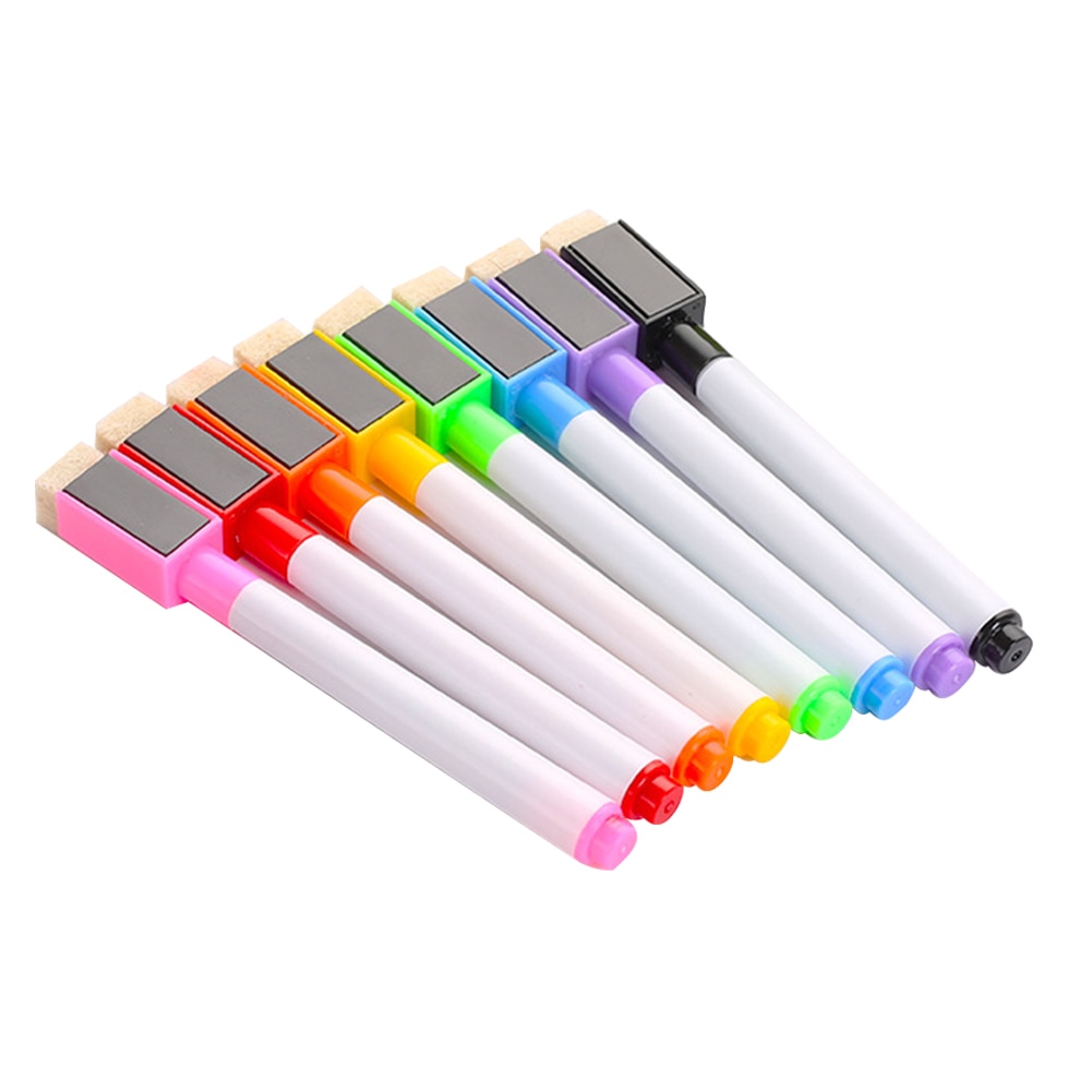 8 Uds Portable Ink Art borrable Oficina pizarra blanca material escolar estudiantes tiza magnética Maker lápiz con brocha