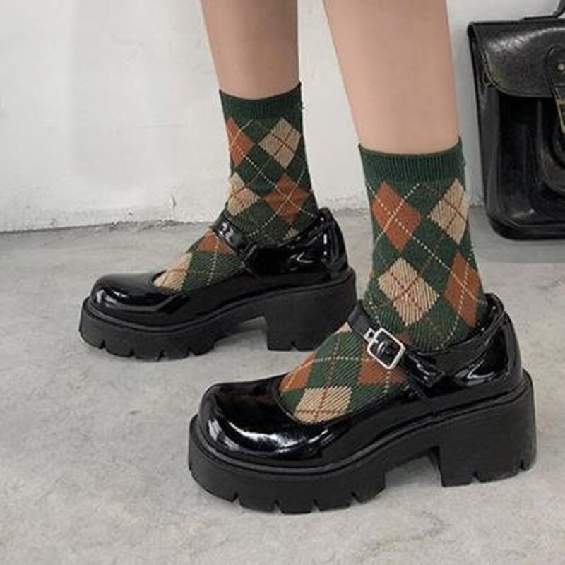 Lolita Platform shoes Wedges Leather shoes women Mary Jane shoes women's Round Toe high heels retro platform shoes Lady Pumps: 2088 / 8
