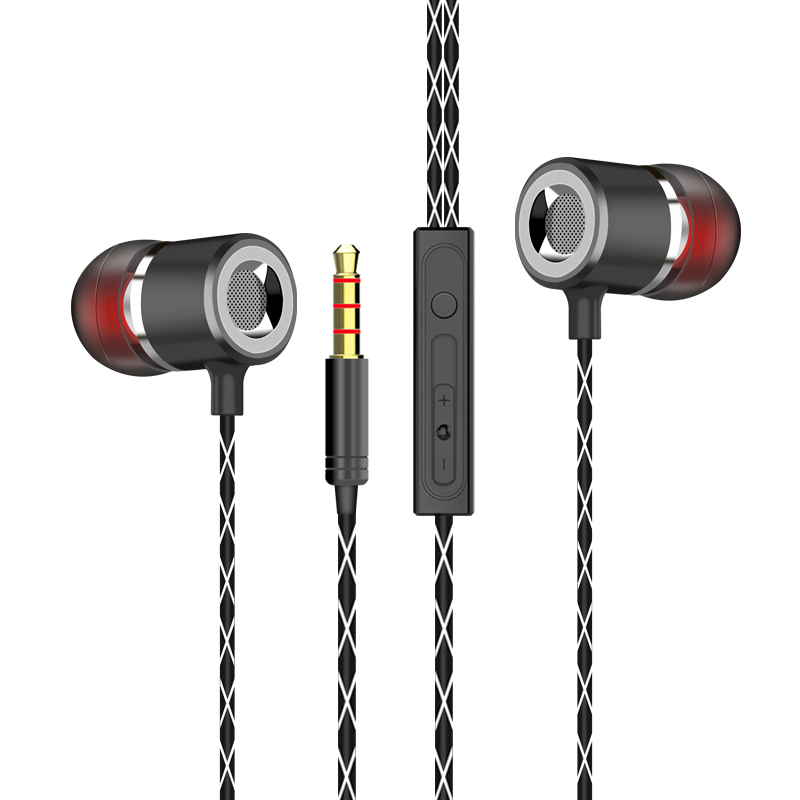 VPB V12 auriculares de Metal bajo micrófono en la oreja de 3,5mm para iphone 6 6s xiaomi para teléfono móvil