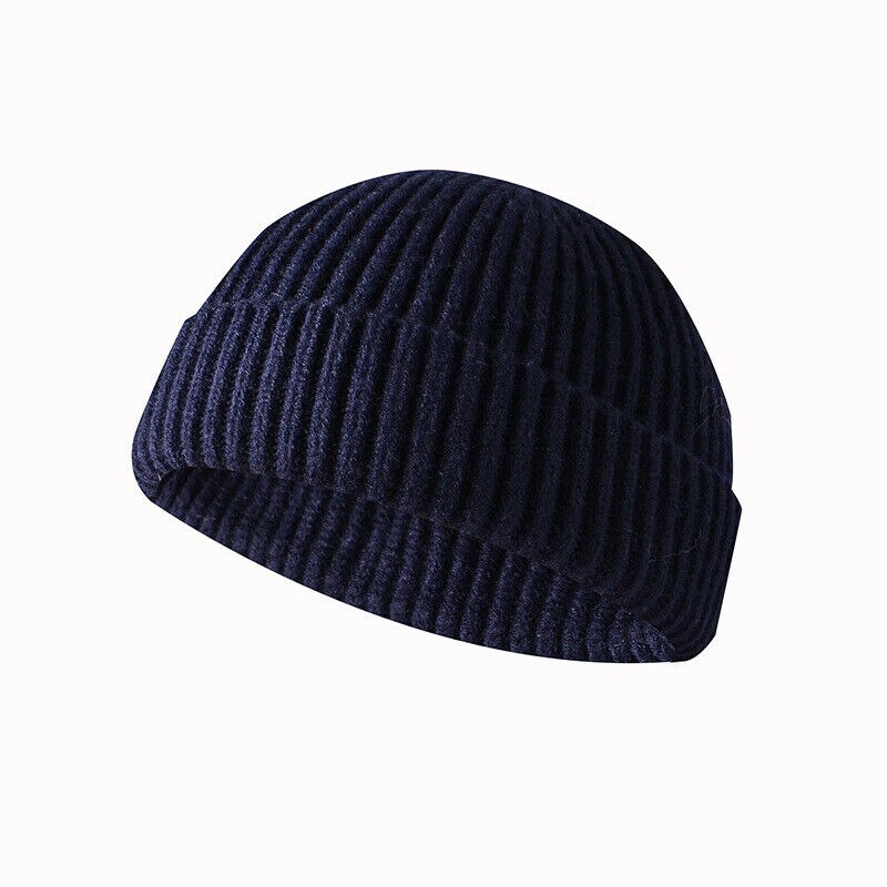 Men/Women Unisex Autumn Winter Knitted Hat Beanie Skull Cap Sailor Cap Cuff Brimless Retro Warm Hat Retro Warm Hat: navy