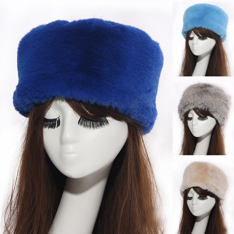 Vrouwen Hoeden Lady Russische Dikke Pluizige Imitatie Vossenbont Hoed Hoofdband Winter Earwarmer Ski Hoed Vrouwelijke Hoeden Voor Herfst Winter