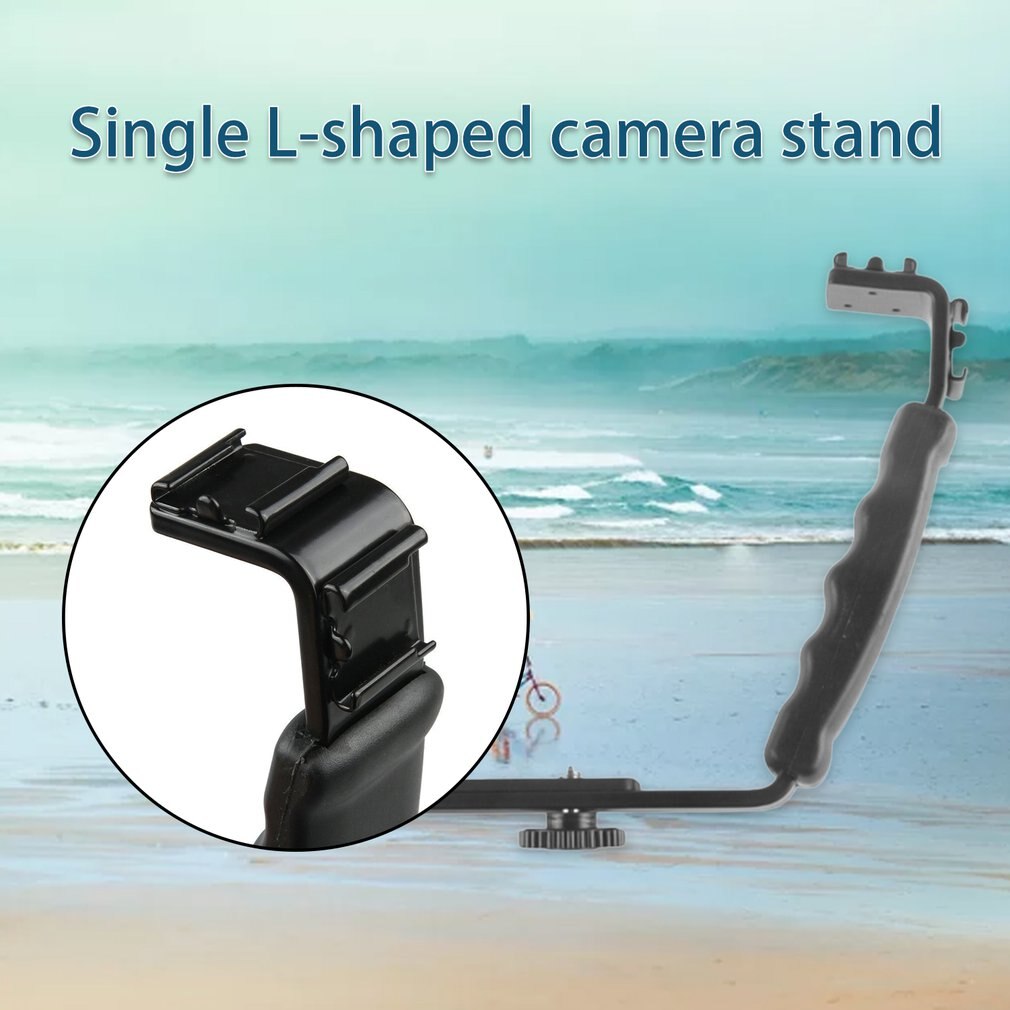 L Vorm Camera Bracket Voor Led Schieten Licht Aluminium Beugel Dv Camera Met Twee Flitsschoen Interfaces