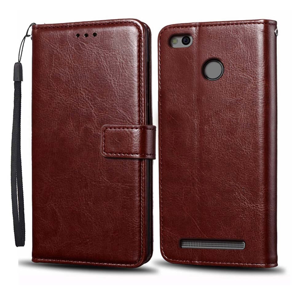 Funda abatible para Xiaomi Redmi 3 Pro funda Redmi 3 S 3 S Pro funda de silicona suave funda de cuero para Redmi 3 s/para Xiaomi Redmi 3 Pro: For Redmi 3 / Style 1 Brown