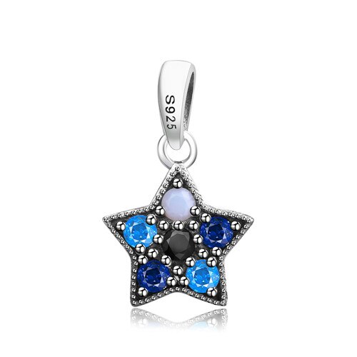 100% 925 sterling silver classic Starfish Pentagram Rainbow Pacifier Women Charm DIY Pendant: 2162