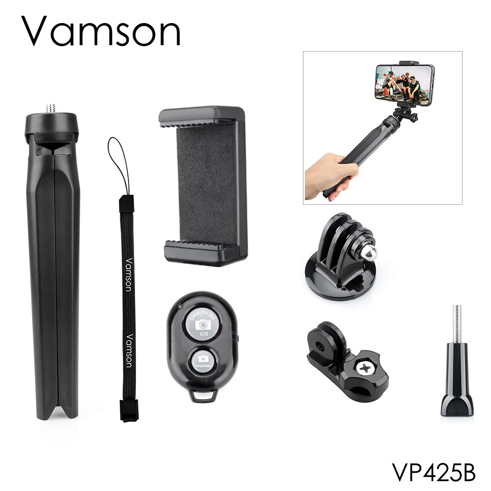 Vamson mini selfie kolmijalka iphone  xr 8 x 7 6s plus bluetooth selfie stick kädessä pidettävä monopod xiaomille huawei  vp425: lle: Vp425b