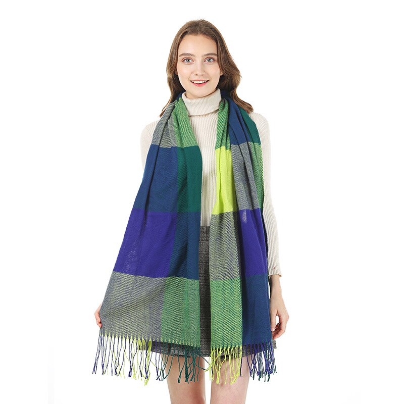 Catei Karrui Dame Winter herbst schal denker warme weibliche schal Schal Frauen einfarbig kaschmir schals mit quaste: GRLA-A4