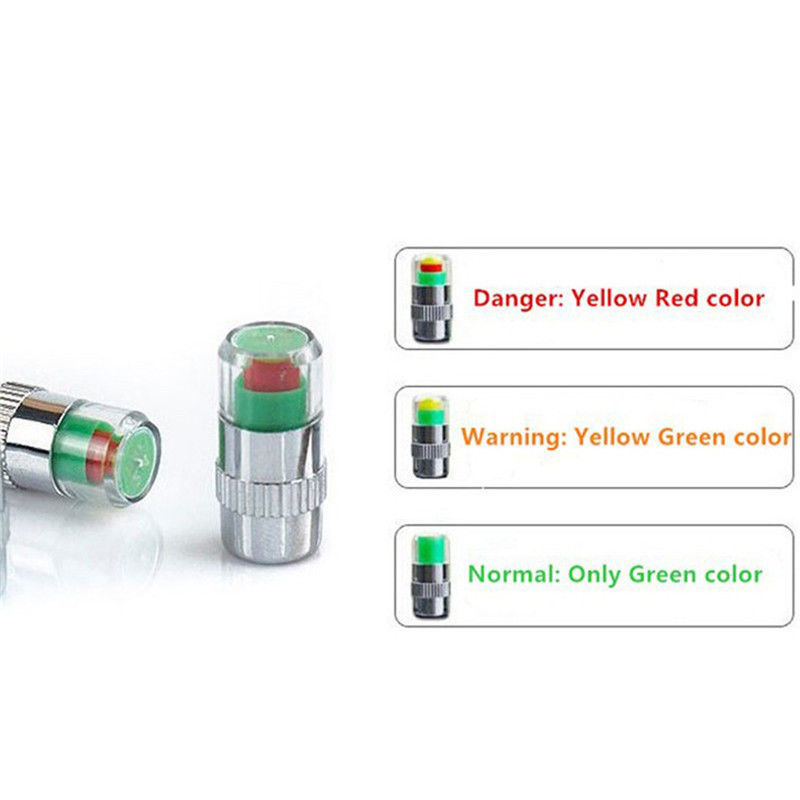 2/4 stuks autobandenspanningsindicator bandenspanningsmeter indicator alert monitoring ventieldop sensor externe klepdetectie