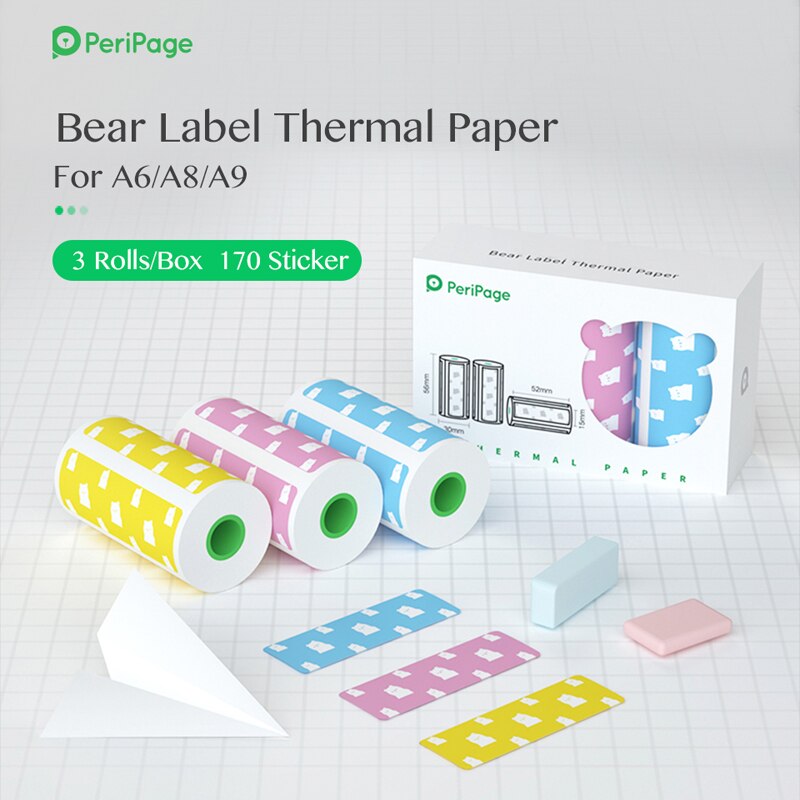 Peripage 56 x 30mm termisk papir etiket papir mærkat papir til termisk lomme mini printer  a6 a8: 15mm bæreetiket