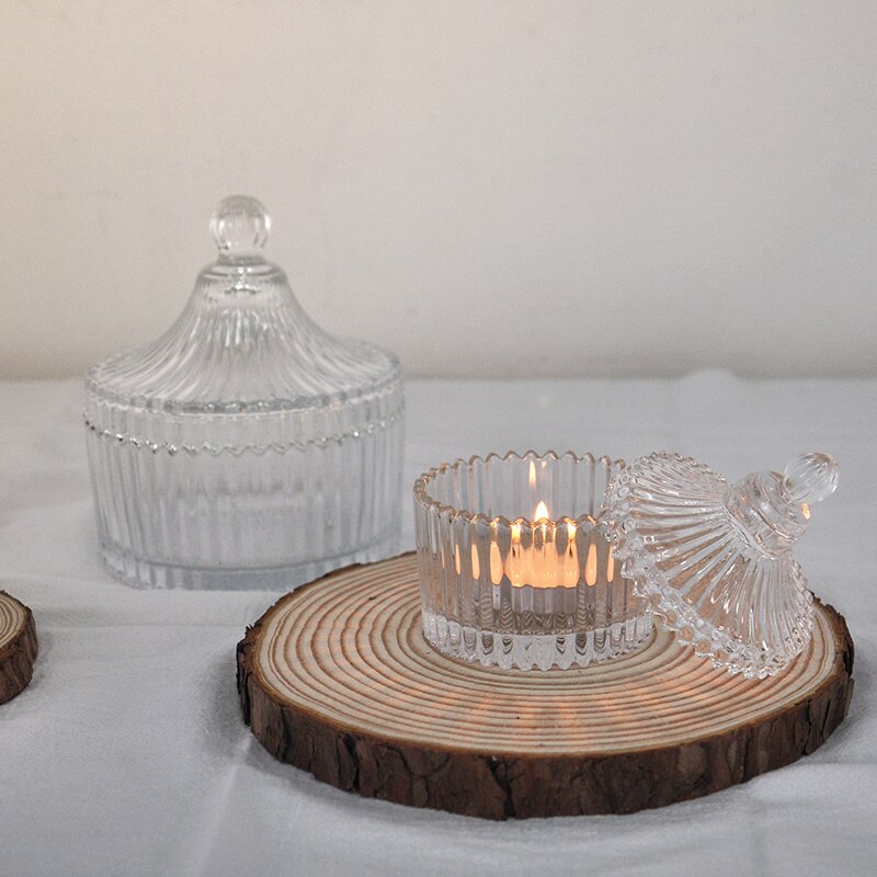 Crystal Glass Cube Candy Jar Transparent Box Mini Jar Candle Diy Jars Holder Making Supplies