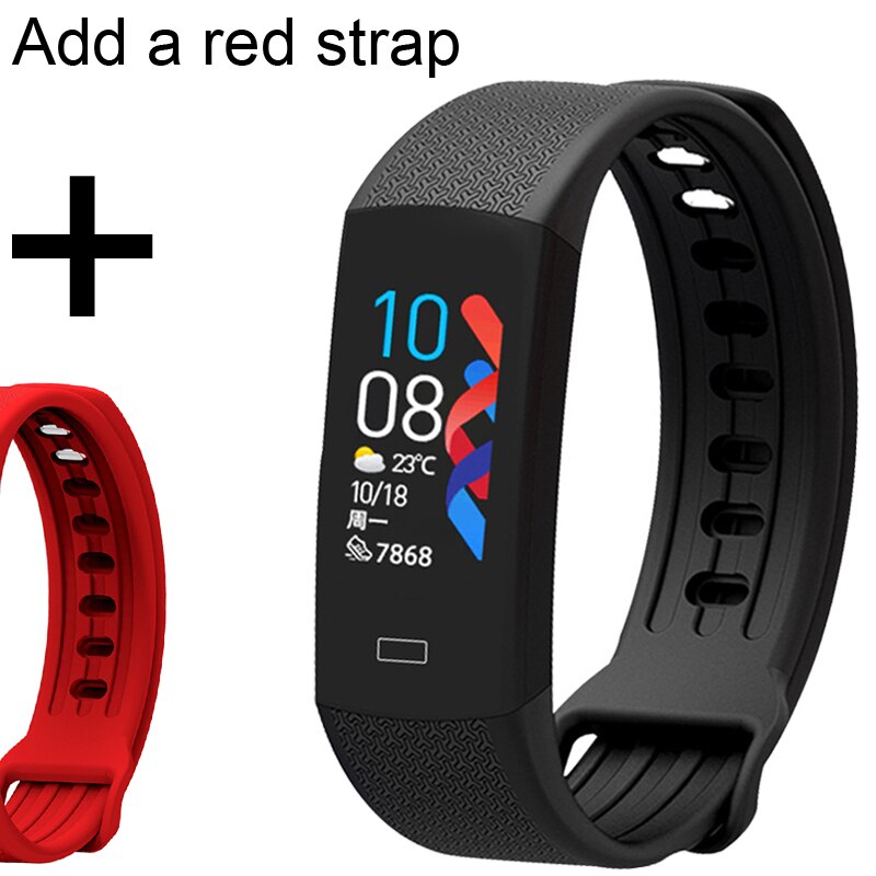 Braccialetto fitness intelligente orologio temperatura corporea attività Fitness Tracker Ip67 impermeabile smart Band Watch pressione sanguigna per lo Sport: Add a red strap