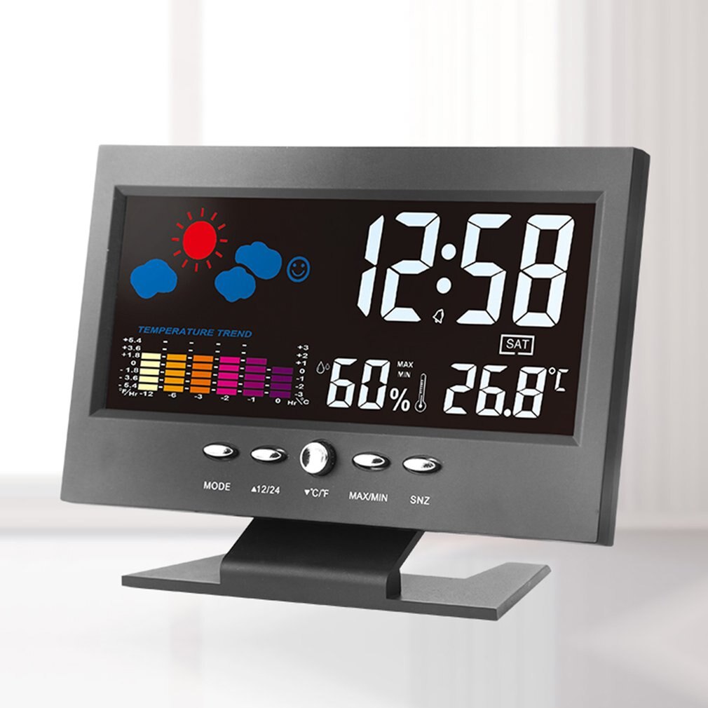 Led Digitale Mini Wekker Snooze Tafel Klok Wakker Mute Elektronische Desktop Klokken Temperatuur Vochtigheid Monitor