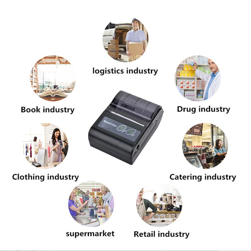 58HB5 ESC/POS – Mini imprimante de reçus portable sans encre, Bluetooth, USB, 58mm, pour Android IOS et Windows