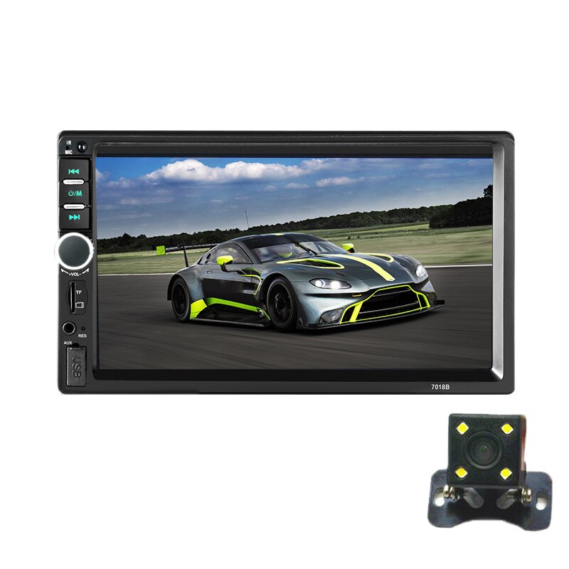 Lecteur Bluetooth 2 Din voiture | Lecteur MP5, Bluetooth 7 pouces, écran de presse LCD multimédia, Support d'autoradio, vue arrière caméra 7018B