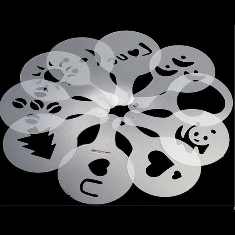 Plantilla de filtro de café para capuchino, plantillas de molde para Barista, Bloc de flores elásticas, herramientas de café artísticas, 16 Uds.
