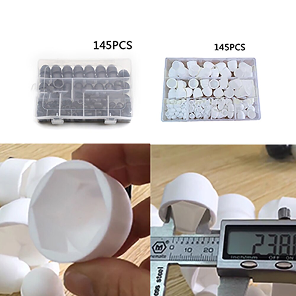 145PCS M4 M5 M6 M8 M10 M12 Plastic Rubber Hex Nut Cover Dome Protection Caps Covers Exposed Hexagon