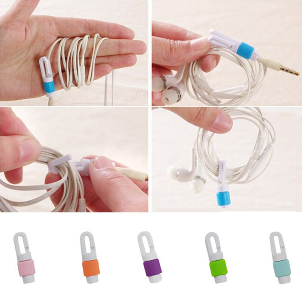 5 stk usb ledning beskytter opruller cover telefon oplader kabel beskytter til telefon hovedtelefon ledning ledninger beskyttelse klip