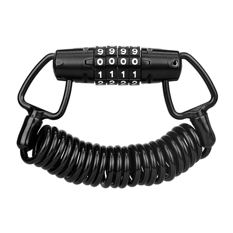 Bike Anti Theft Helmet 4 Digit Password Bicycle Lock For Scooter Motorcycles Cycling Safety Portable MTB Spring Cable Locks: Default Title