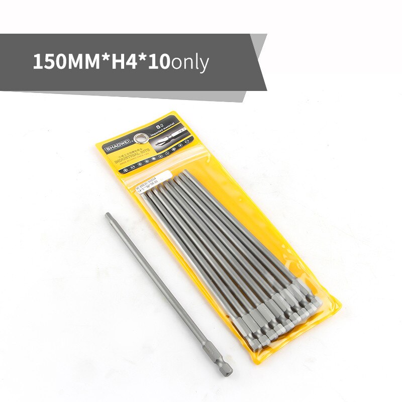 150mm Length Screwdriver Drill Bit Sets S2 Steel Screw Driver Bits Hex Magnetic 1/4"Hand Repair Kits Tools: 10pcs 150mmxH4