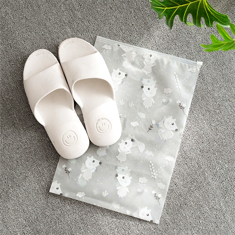 Translucent Scrub Storage Bag Cartoon Printing Sorting Clothes Underwear Organizer Travel Portable Toiletries Makeup Storage Bag