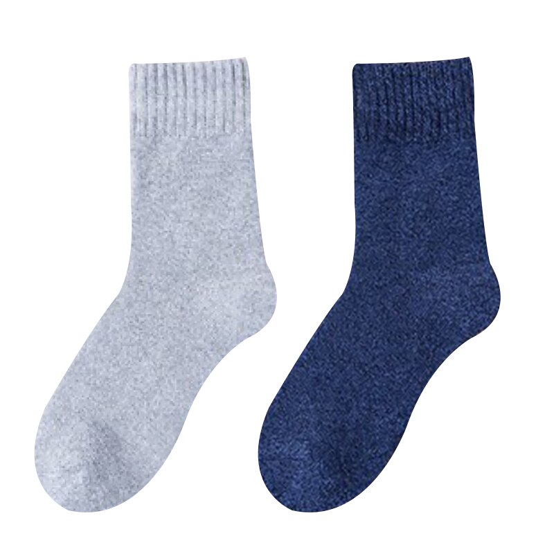 1/2 Pairs Winter Super Thermosocks Thicker Men Socks Harajuku Style Cold Protection Anti-frostbite Snow Outdoor Warm Size39-45: 2 pairs Grey Blue