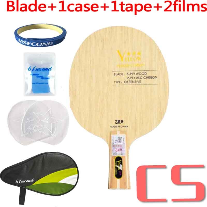 Friendship 729 Black Blue Yellow ALC Carbon Table Tennis Blade Offensive Ping Pong Racket Bat: Yellow CS HM case