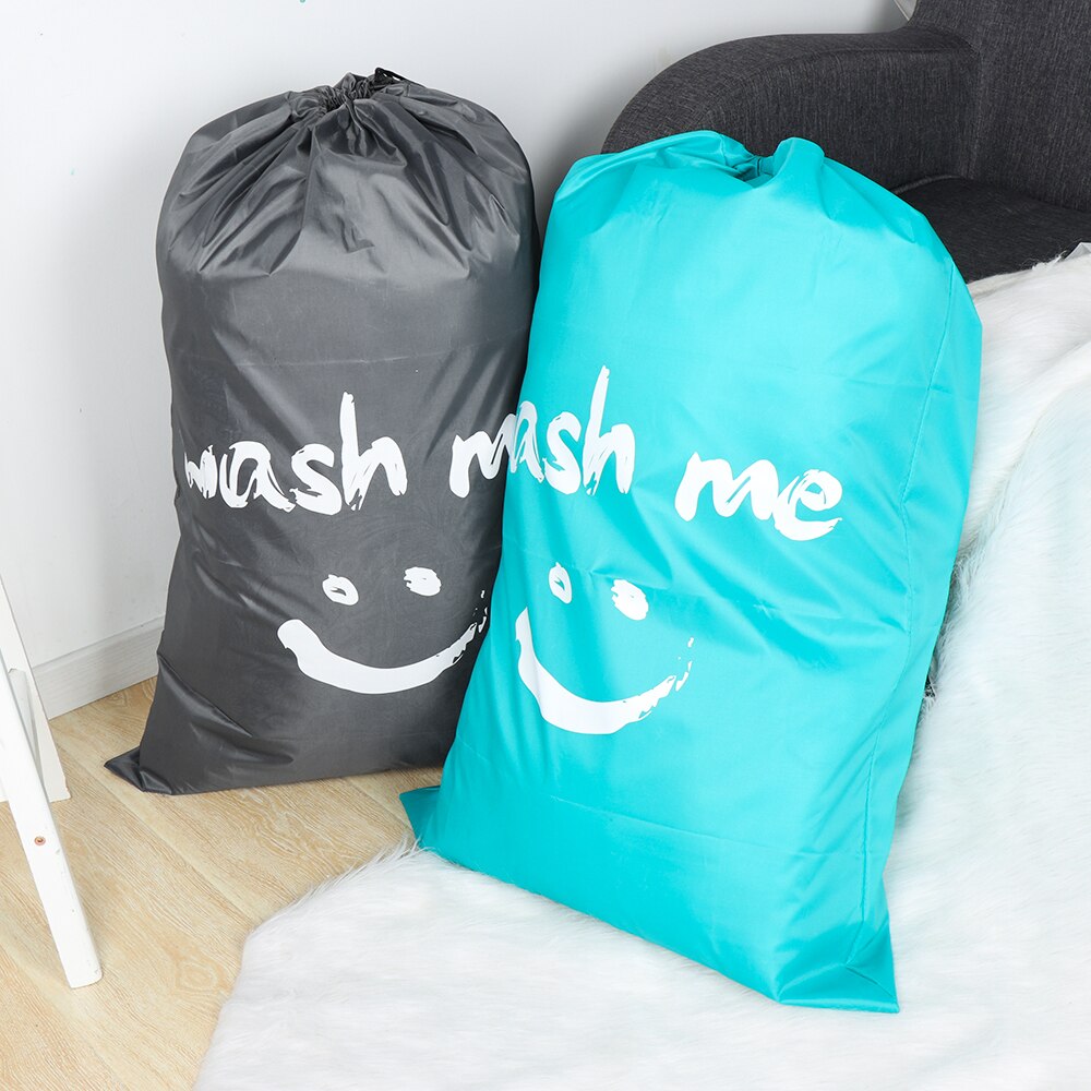 Nylon Laundry Bag Drawstring Bag Travel Protable Storage Pouch Machine Washable Dirty Clothes Organizer Folding Wash Bag