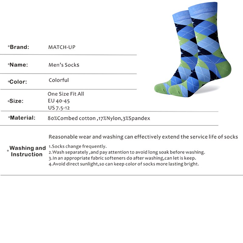 Spiel-hoch Bunte ARGYLE SOCKE spaß herren Baumwolle Socken Hochzeit Socken Freies uns größe (7,5-12)