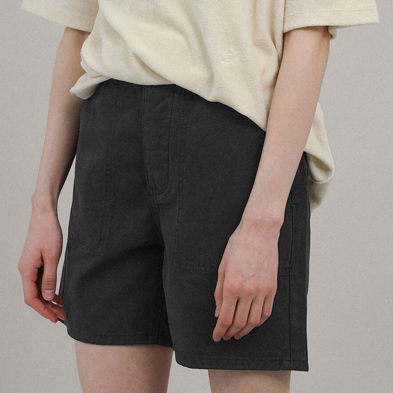 2024 100% Katoenen Dames Shorts Effen Hoge Taille Korte Broek Harajuku Kaki Zwart Wit Sweatshorts Koreaanse Mode Kleding: S / Black