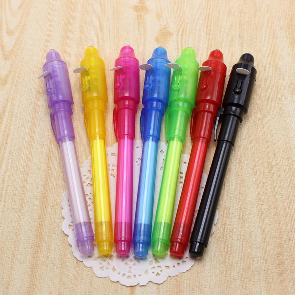 1PC 2 in 1 Magic Luminous Light Pen UV Drawing Invisible Ink Pen Kids Writing Learning Educational Lighting Toys