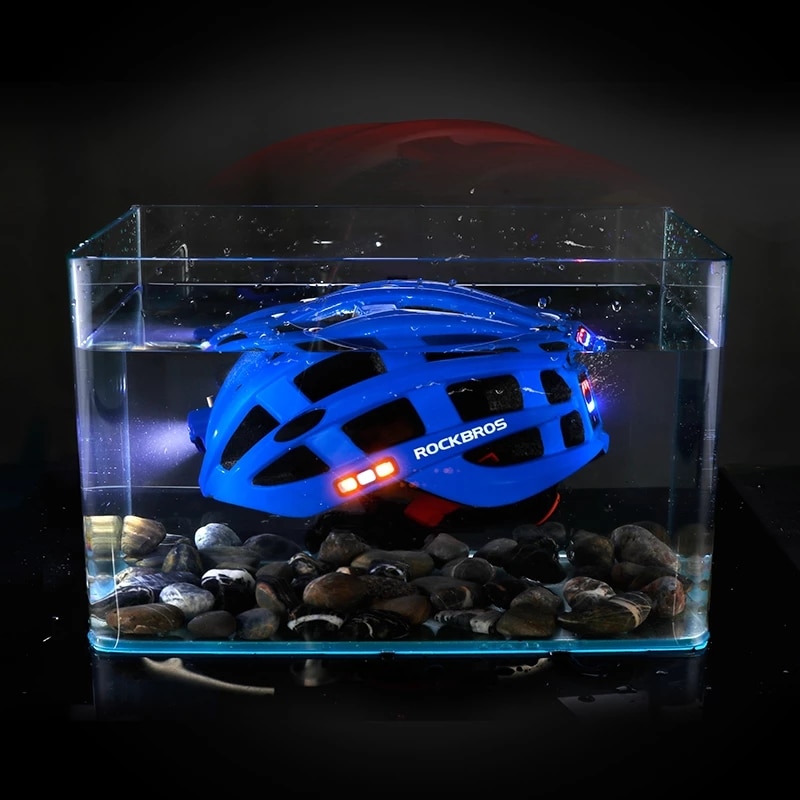 ROCKBROS Bike Headlamp Night Cycling Helmet With Glowing Headlight Warning Light MTB Bicycle Helmet Rechargeable Safety Cap