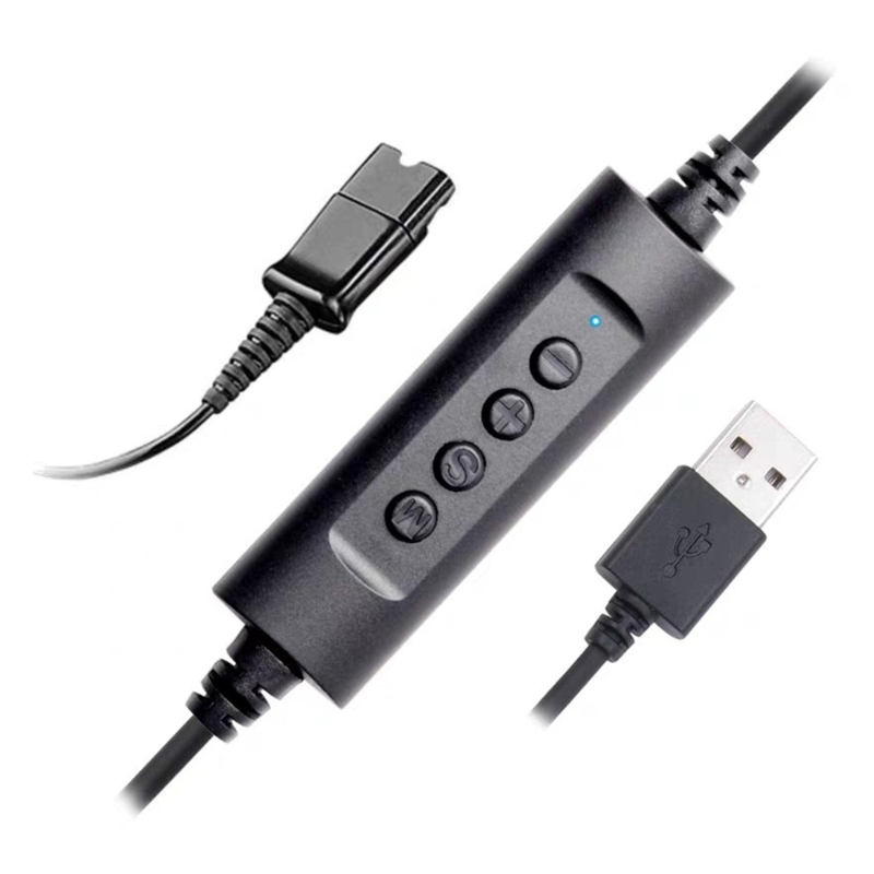 Headset Quick Disconnect QD Cable to USB Adapter Cable with Volume Adjuster USB-QD Headset Adapter Cable Accessory